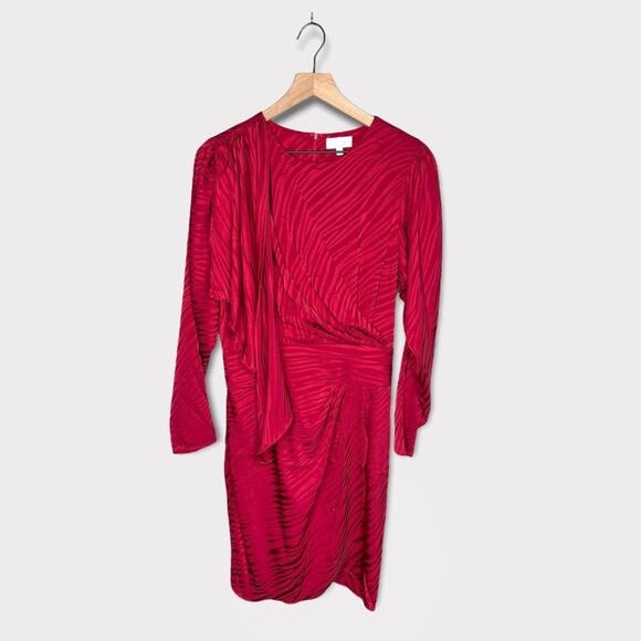 Ronny Kobo Shanaya Draped Moiré Mini Dress in Red Size Large NEW - Picture 3 of 11